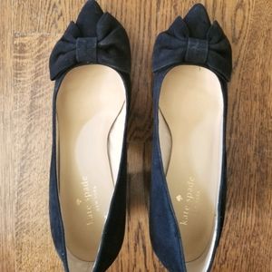 Kate Spade bow black suede heels